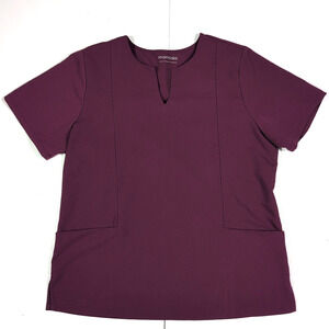 Mandala Women’s Scrub Top Size L Wine Burgundy – Short Sleeve Medical Uniform
